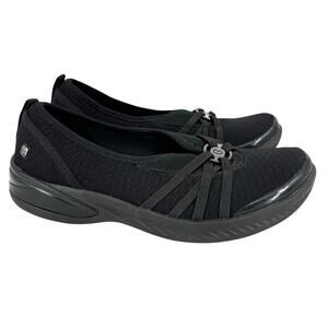 Bzees Niche Slip On Loafer Women's Size 6.5 Black Stretch Comfort Shoe Washable